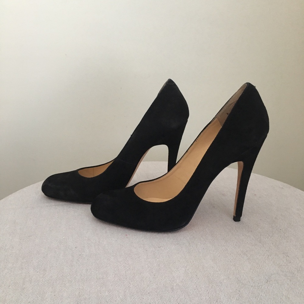 Black suede pumps